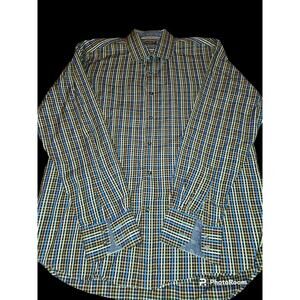 Marco Brunelli Button Up Shirt Mens Size L Plaid Long‎ Sleeves Casual Preppy